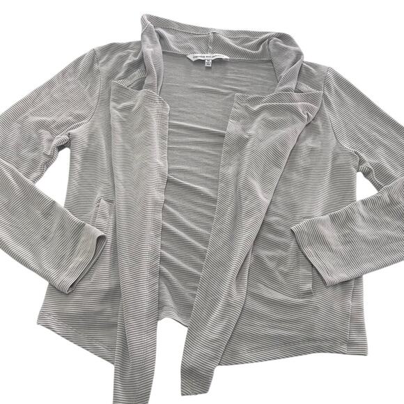 Cupcakes And Cashmere Cardigan Womens Medium Grey Stripe Open Sweater - Picture 1 of 7
